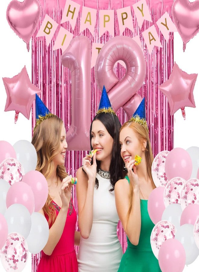 زينة حفلة عيد الميلاد الثامن عشر باللون الوردي، زينة عيد الميلاد الثامن عشر للفتيات، زينة حفلة عيد الميلاد الثامن عشر باللون الوردي لها، لافتة عيد ميلاد سعيد الثامن عشر، لوازم حفلات عيد الميلاد الثامن عشر للفتيات والسيدات - Image 4